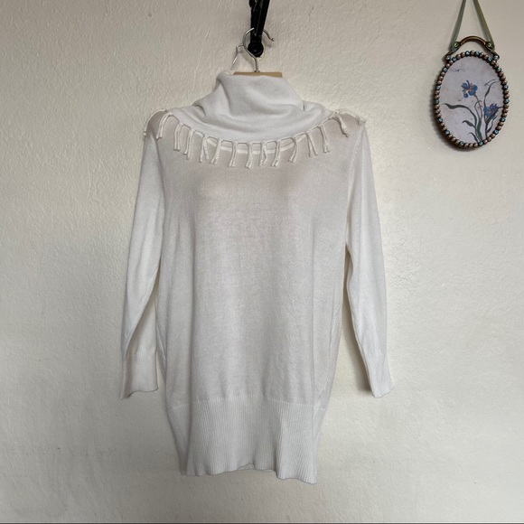 Cowl Neck Fringe Sweater - Picture 1 of 9